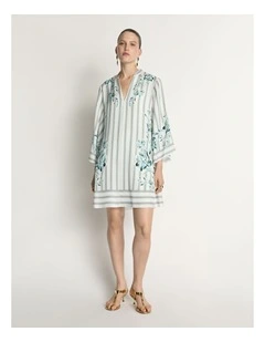 Floral Pinstripe Mini Dress
