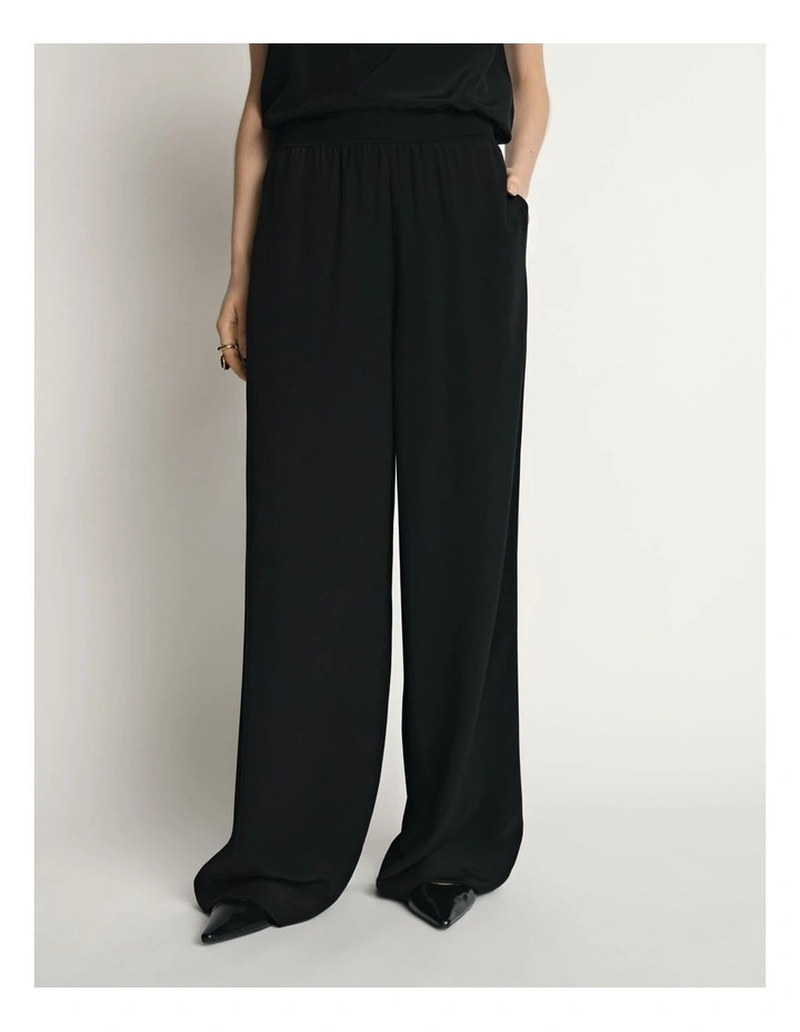 Silk Rib Waist Wide Leg Pant image 1