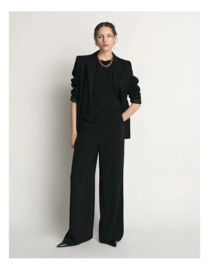 Silk Rib Waist Wide Leg Pant image 4