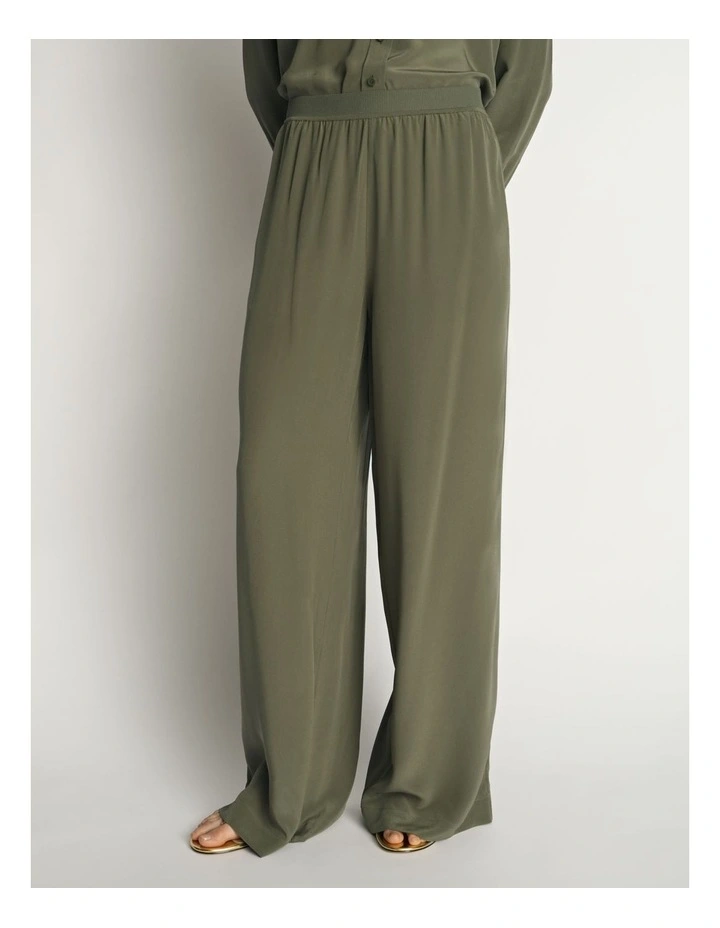 Silk Rib Waist Wide Leg Pant image 1