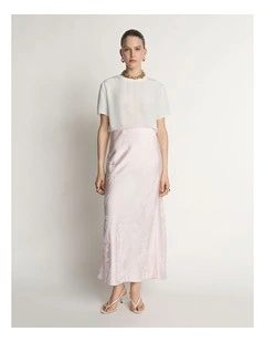 Floral Jacquard Bias Skirt
