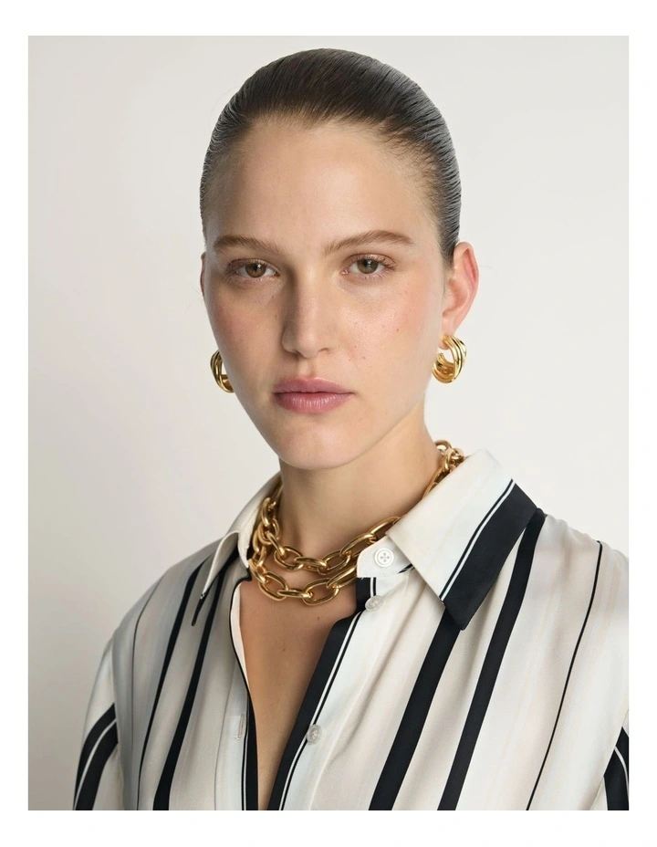 Twill Scarf Print Shirtdress image 4