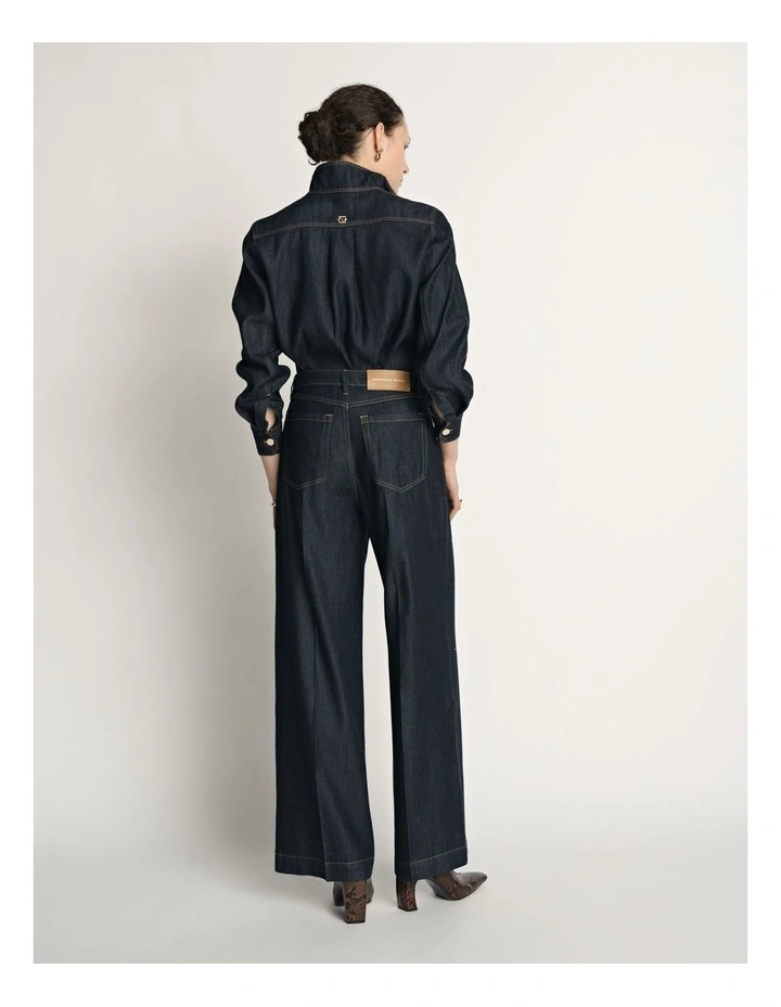 Denim Tie Neck Shirt image 2