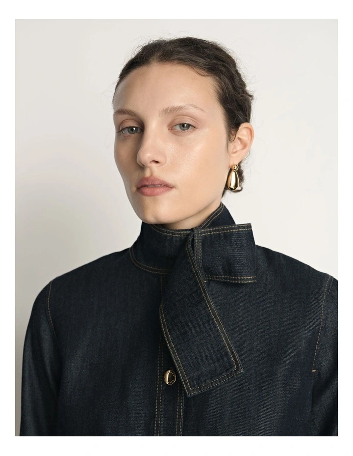Denim Tie Neck Shirt image 3