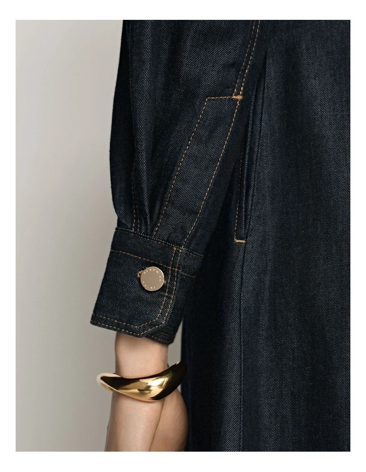 Denim Tie Neck Shirtdress image 4