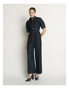 Denim Belted Jumpsuit