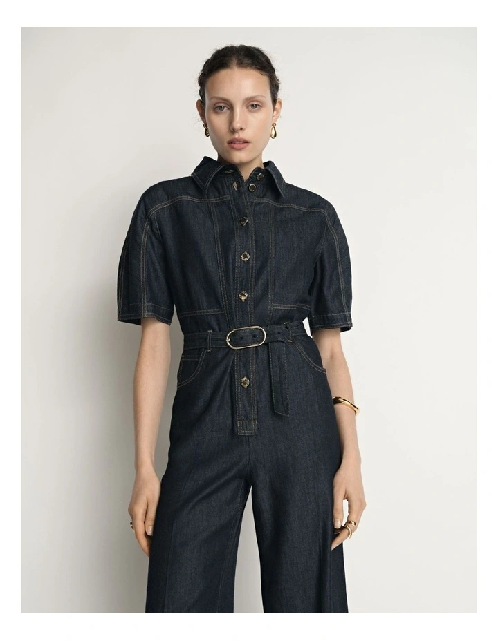 Denim Belted Jumpsuit image 3