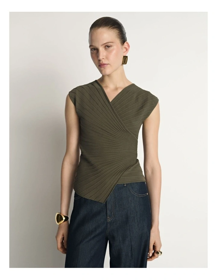Engineered Rib Cap Sleeve Wrap Top image 1