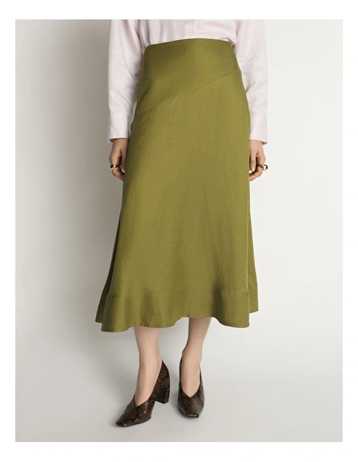 Drapey Viscose Linen Midi Skirt image 1