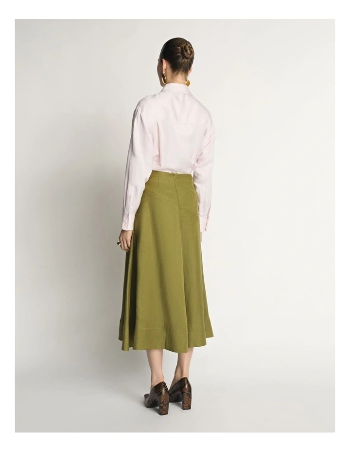 Drapey Viscose Linen Midi Skirt image 2