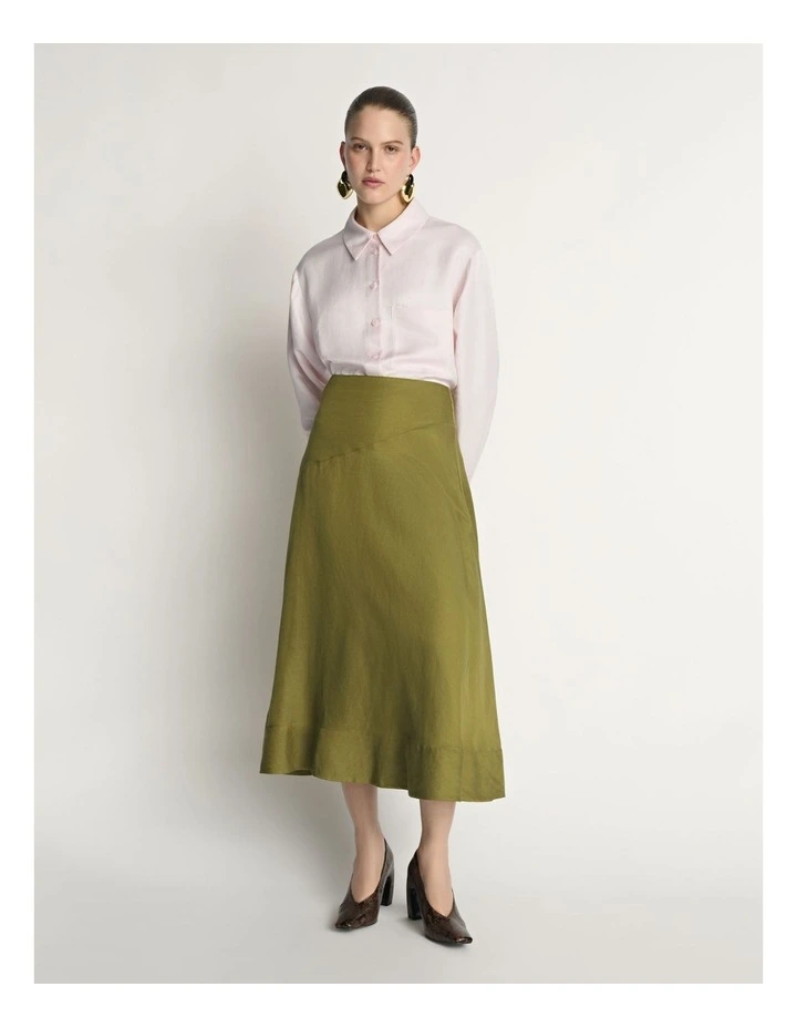 Drapey Viscose Linen Midi Skirt image 4