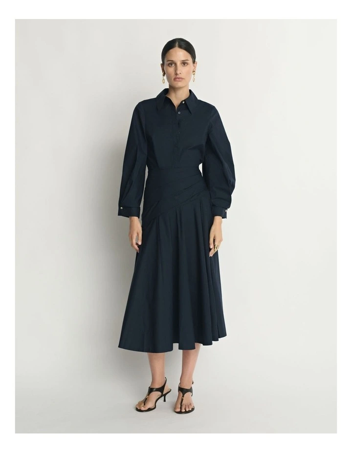 Cotton Gathered Midi Dress image 1