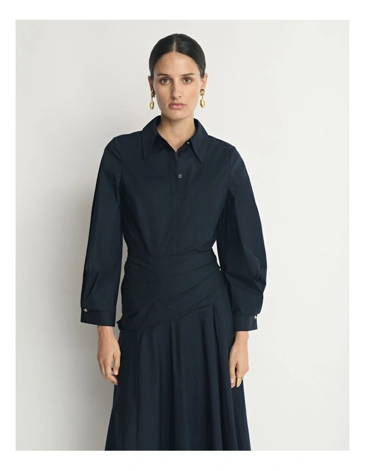 Cotton Gathered Midi Dress image 3