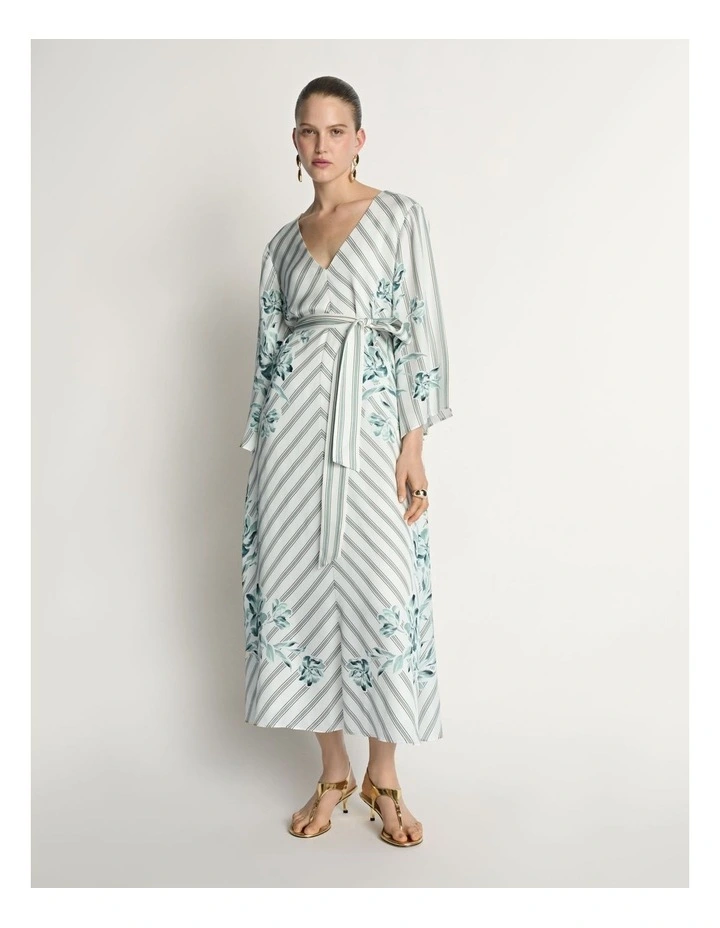Floral Pinstripe Maxi Dress image 1