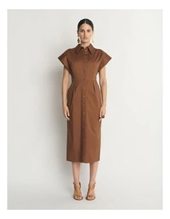 Stretch Cotton Belted Shirtdress