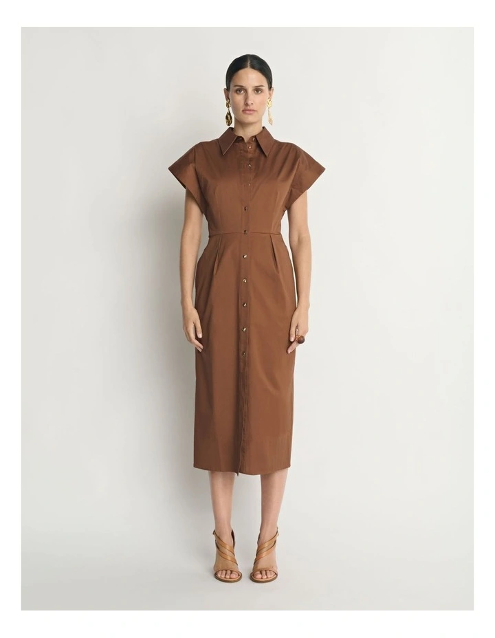 Stretch Cotton Belted Shirtdress image 1