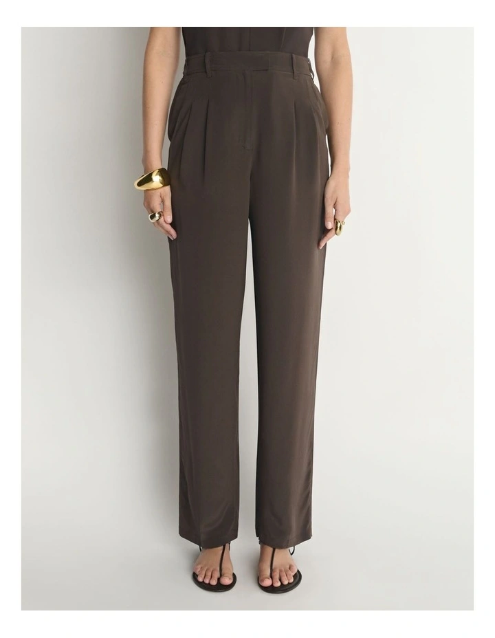 Silk Pleat Front Straight Leg Pant image 1