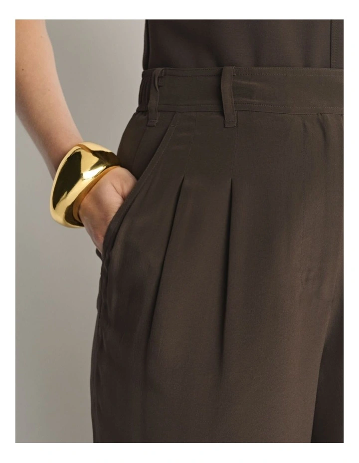 Silk Pleat Front Straight Leg Pant image 2