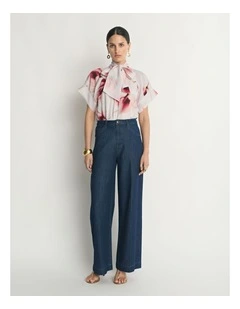 Dawn Poppies Gathered Neck Top