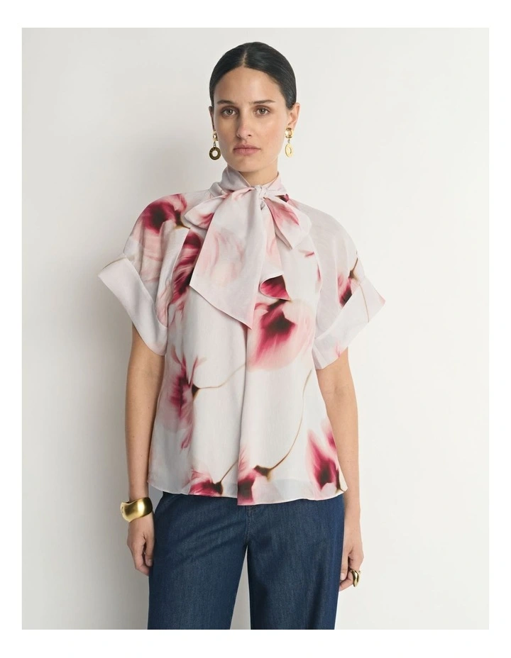 Dawn Poppies Gathered Neck Top image 4
