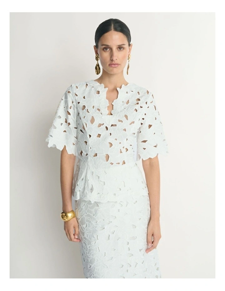 Floral Lace V Neck Top image 3