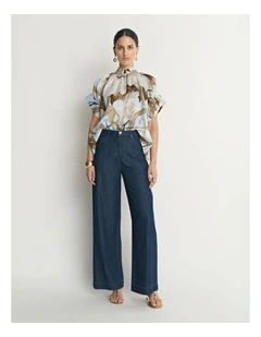 Sheer Blossom Gathered Neck Top