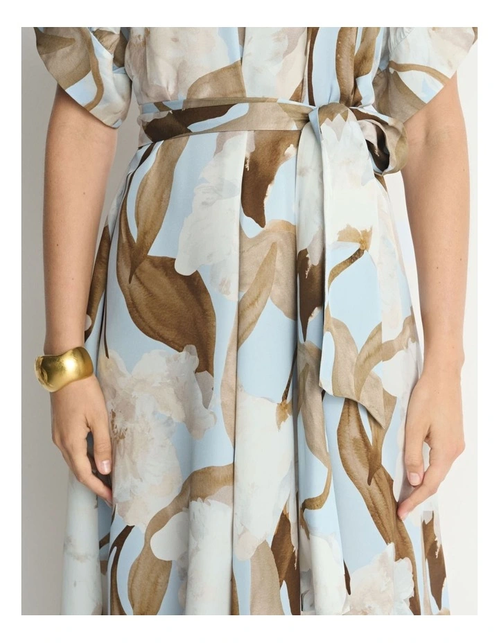 Sheer Blossom Trapeze Gathered Neck Dress image 2