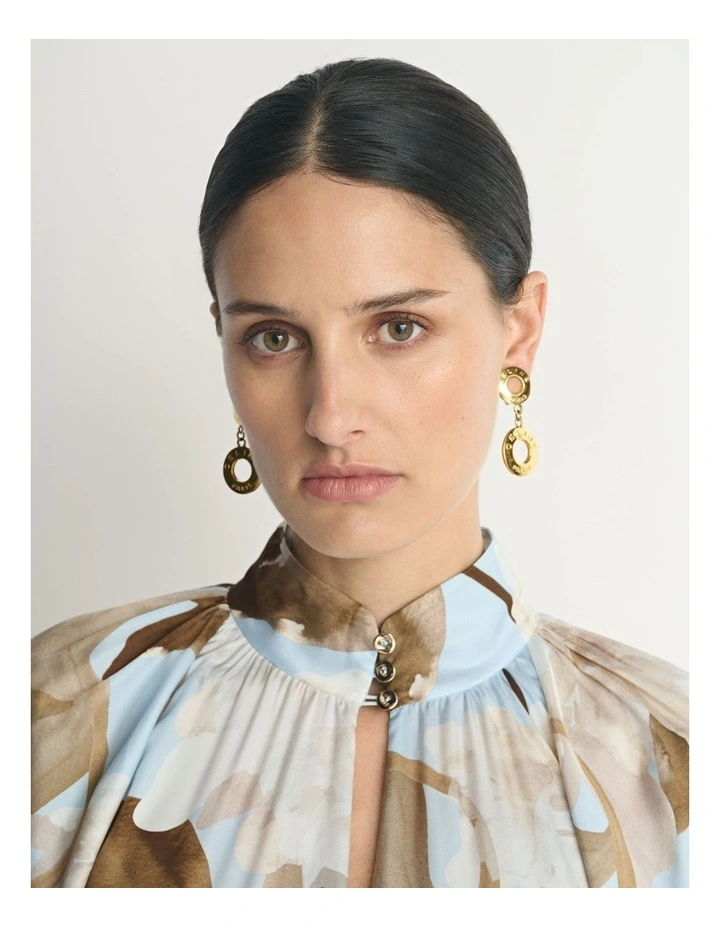Sheer Blossom Trapeze Gathered Neck Dress image 6