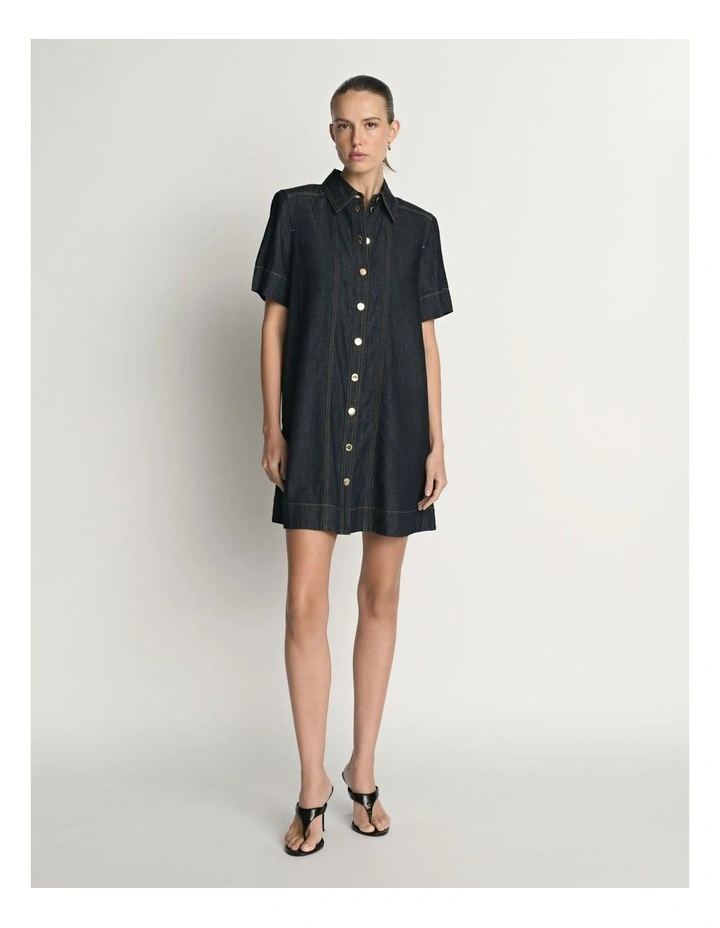 Denim Collared Short Dress image 1