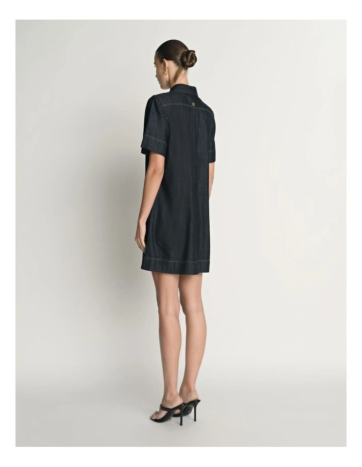 Denim Collared Short Dress image 3