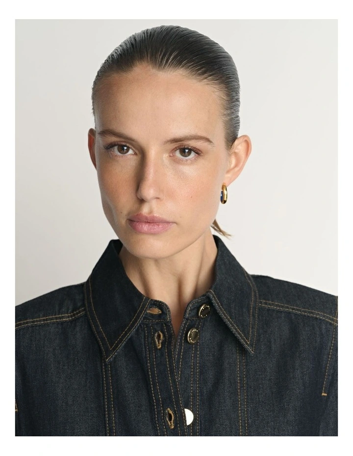 Denim Collared Short Dress image 5