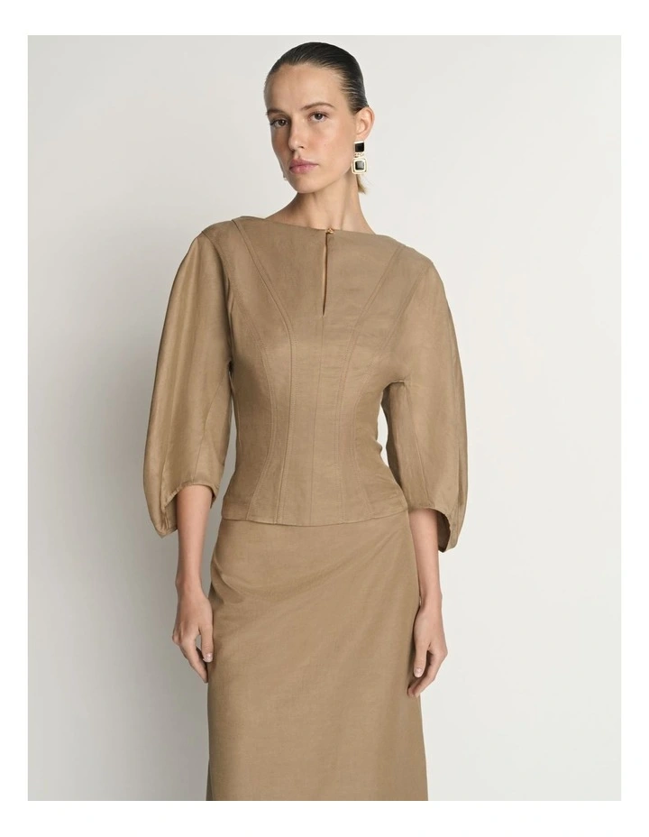 Drapey Linen Cocoon Sleeve Top image 3