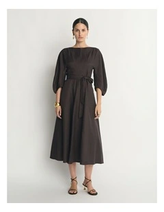 Drapey Linen Cocoon Sleeve Dress