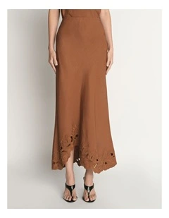 Viscose Linen Embroidered Bias Skirt