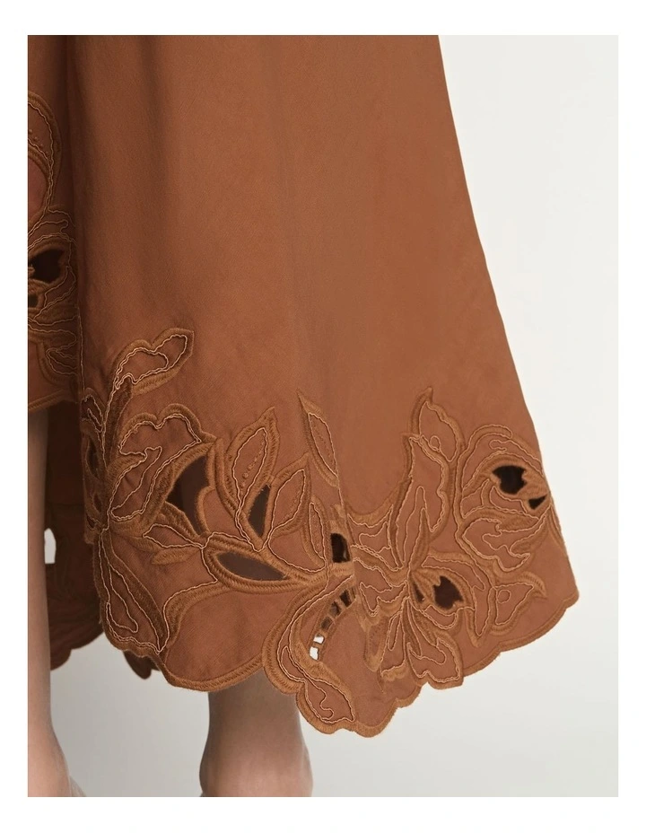 Viscose Linen Embroidered Bias Skirt image 2