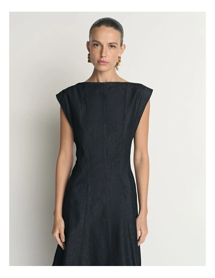 Denim Boat Neck Dress image 3