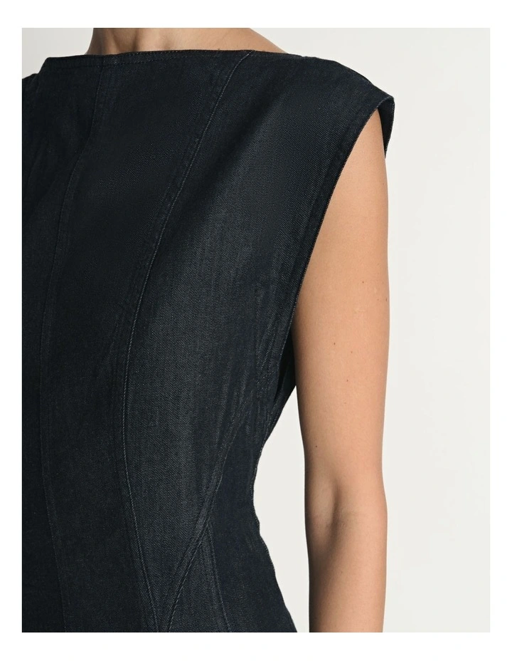 Denim Boat Neck Dress image 4