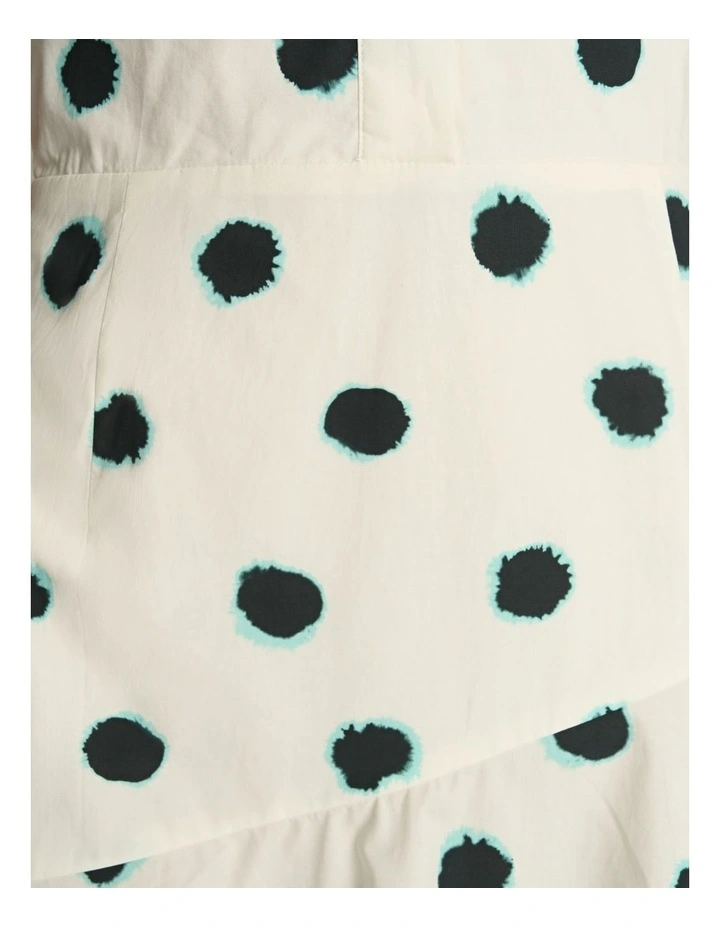 Cotton Polka Dot Gathered Midi Dress image 4