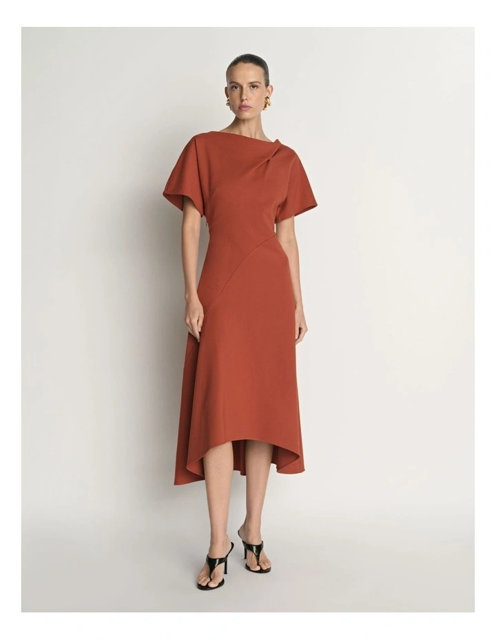 Asymmetrical Seamed Midi Dress image 1