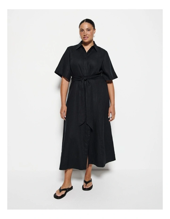 Linen Dress in Black image 1