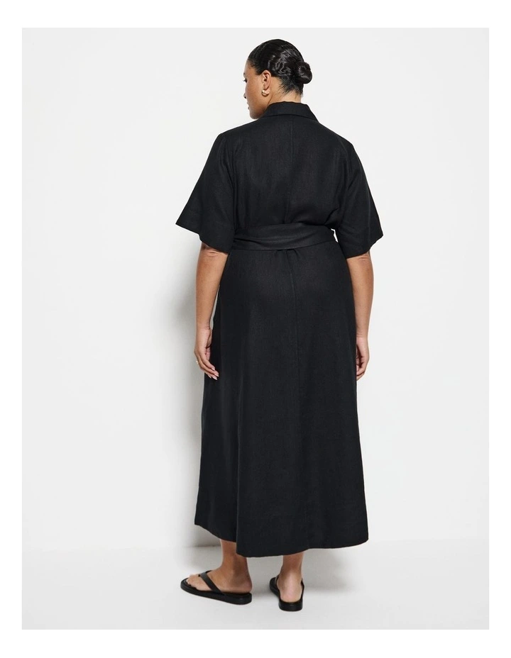 Linen Dress in Black image 2
