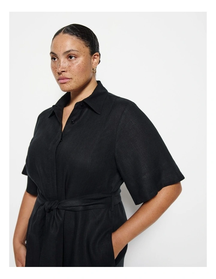Linen Dress in Black image 3