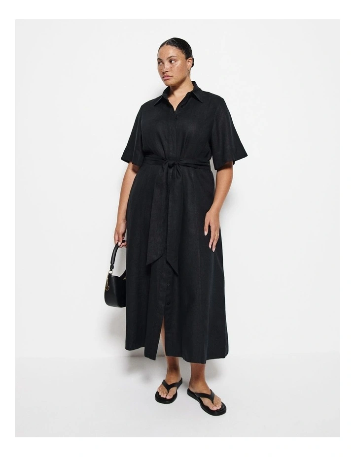 Linen Dress in Black image 4
