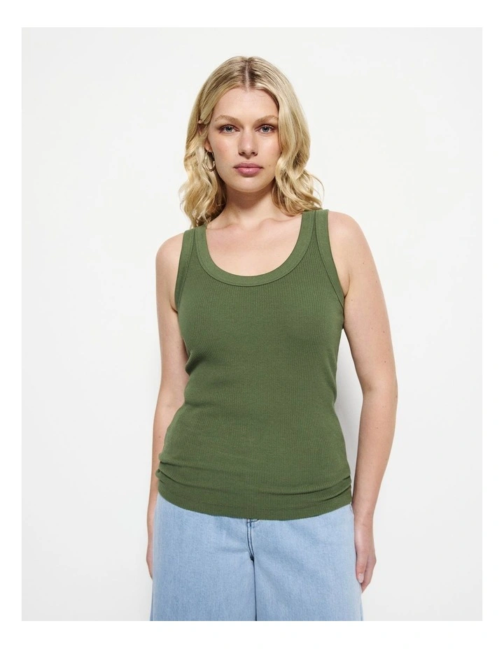The Cotton Rib Tank Top in Leaf Green image 5