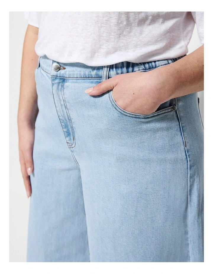 Elasticated Wide Leg Jean  in Light Vintage image 3