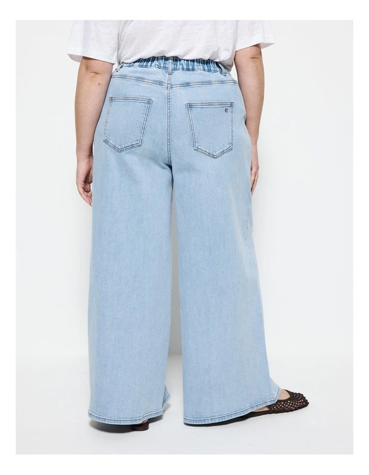 Elasticated Wide Leg Jean  in Light Vintage image 4