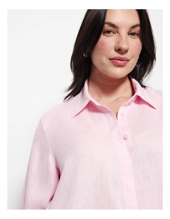 Linen Shirt in Soft Pink image 3