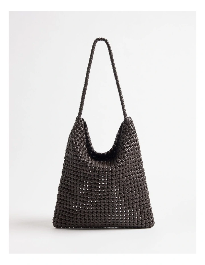 Nico Woven Tote Bag in Chocolate image 1