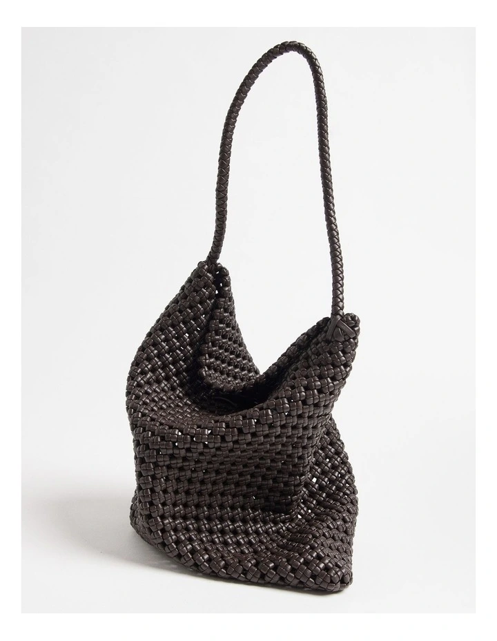 Nico Woven Tote Bag in Chocolate image 4