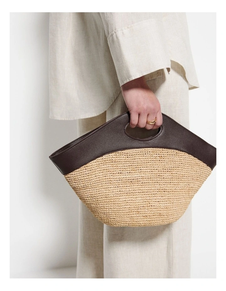 Kira Raffia Mini Tot Bag in Natural image 2